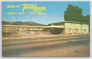Roadside~Carson City NV~Carson City TraveLodge~Pool~Sleepy Bear~Vintage Postcard