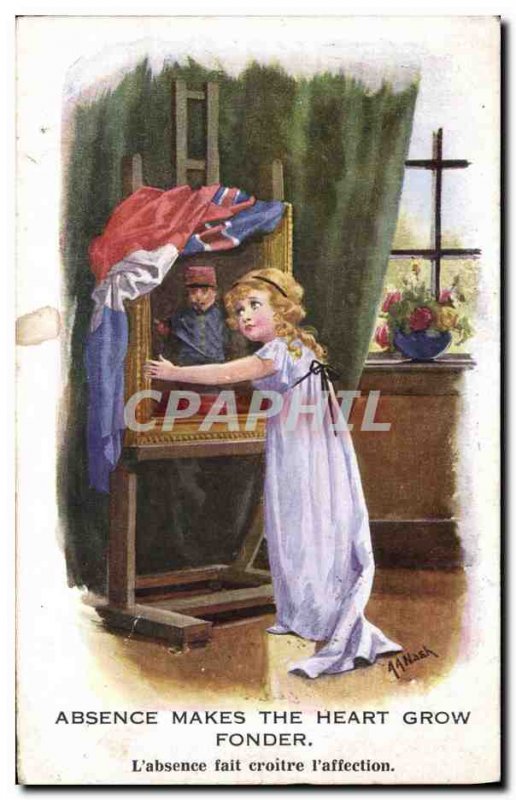 Old Postcard Fantasy Illustrator Child Absence Makes the Heart Grow base