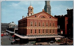Boston Massachusetts 1950s Postcard Faneuil Hall Union Florist Co