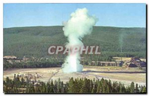 Postcard Modern Old faithful Geyser Observation Point from Yellow Stone Natio...