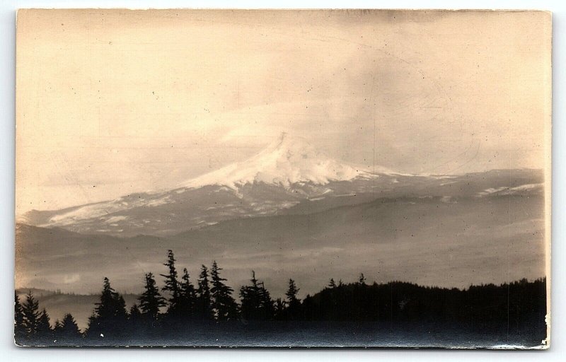 1930s MT HOOD MT SHASTA SNOW CAPPED WASHINGTON STATE RPPC POSTCARD P2479