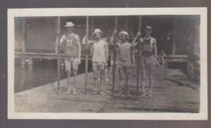 Peoria ILLINOIS RPPC 1911 ROWING BOAT RACE 4 Oar Shell Scull TEAM POSING D #2