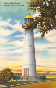 Biloxi Lighthouse Mississippi linen postcard