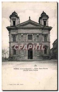 Old Postcard Nerac (Lot-et-Garonne) Saint Nicolas church (XVIII century) Facade