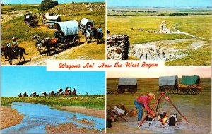 Wagons Ho! How The West Began Kansas Covered Wagons Vacations Quinter Postcard