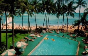 Hawaii Waikiki Beach Outrigger Hotel Swimming Pool 1970