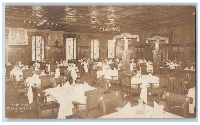 Chicago Illinois IL Postcard Pine Room Statford Hotel c1940's RPPC Photo