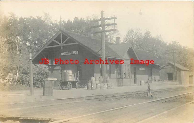 Depot, Missouri, Parkville, RPPC, Chicago Burlington & Quincy Railroad Station