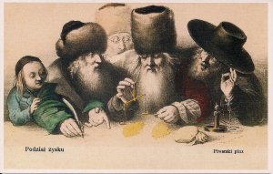 JUDAICA Poland 1900, REPRO Jewish Stereotypes, Anti-Semitic, Men Weighing Gold