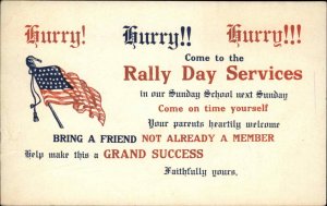 Rally Day Christianity Recruitment American and Rally Day Flags Vintage Postcard
