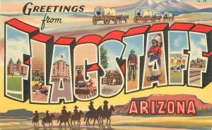 Postcard Arizona Flagstaff Large letters multi View 1940s Willis Teich 23-4246