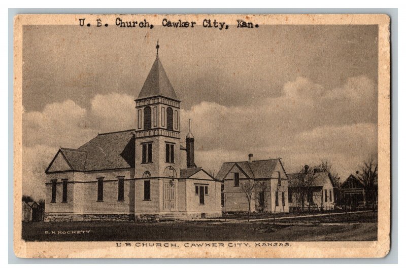 Postcard U. B. Church Cawker City Kansas Vintage Standard View Card 