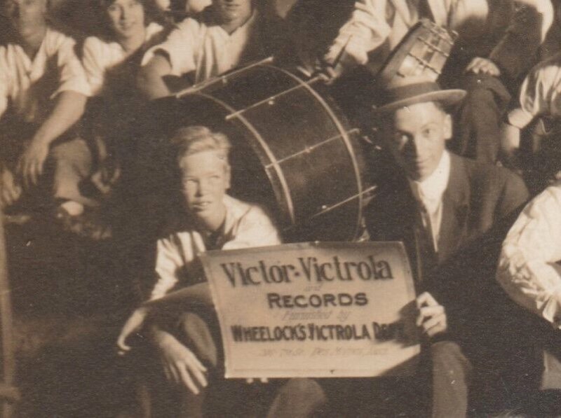 Des Moines IOWA RPPC c1915 ADVERTISING Dance Band RCA VICTOR Victrola RECORDS IA