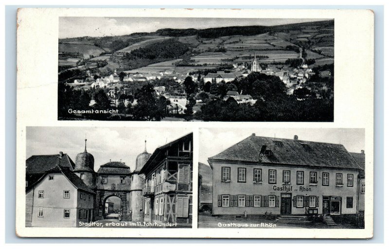 German Multi View Photo Postcard Gasthaus zur Rhon Grub aus Tann