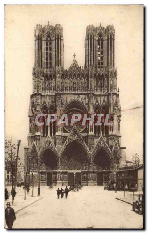 Old Postcard Reims Cathedral Place du Parvis