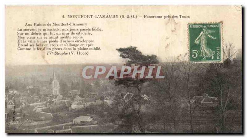 Old Postcard Montfort l & # 39amaury near Panorama towers