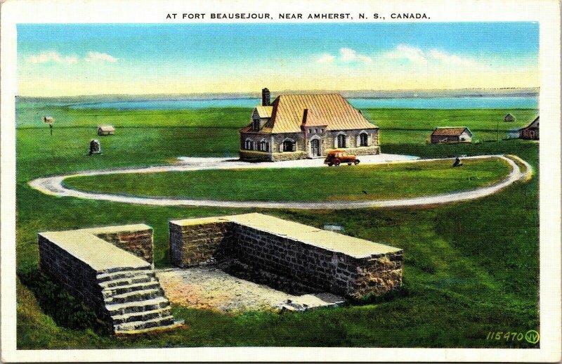 Fort Beausejour Amherst NS Canada Linen Postcard VTG Valentine UNP Unused 