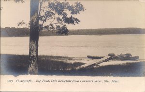 RPPC Otis MA, Big Pond, Reservoir, Boats, Cannon's Shore, Berkshires, Pre-1907