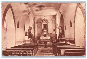 Reynosa Tamaulipas Mexico Postcard Interior of the Church Chairs View 1946