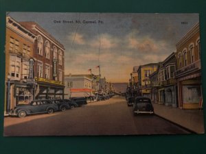 1940s OAK STREET MT CARMEL PENNSYLVANIA Street View Cars Posted Postcard