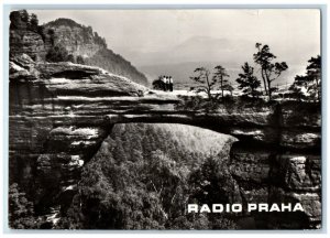 1969 Pravčická Brána Rock Formation Prague Czech Republic RPPC Photo Postcard