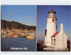 Postcard Winchester Bay & Umpqua Lighthouse Oregon Coast Oregon USA