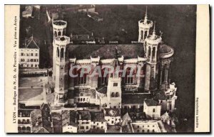 Postcard Old Lyon Basilica of Our Lady of Fourviere View taken in Airplane