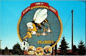 The Seabees Center, Davisville RI Former Entrance Sign Postcard A11