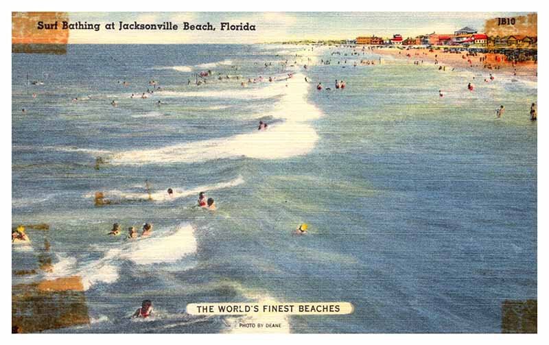 Postcard BEACH SCENE Jacksonville Florida FL AQ6186