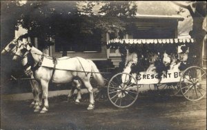 Rockland ME Crescent Beach Horse Drawn Wagon c1910 Real Photo Postcard