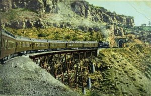 C.1900-10 Fred Harvey Train Crossing Johnson's Canyon, AR Vintage Postcard F76