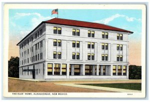 c1940's The Elk's Home Exterior Albuquerque New Mexico NM Unposted Flag Postcard