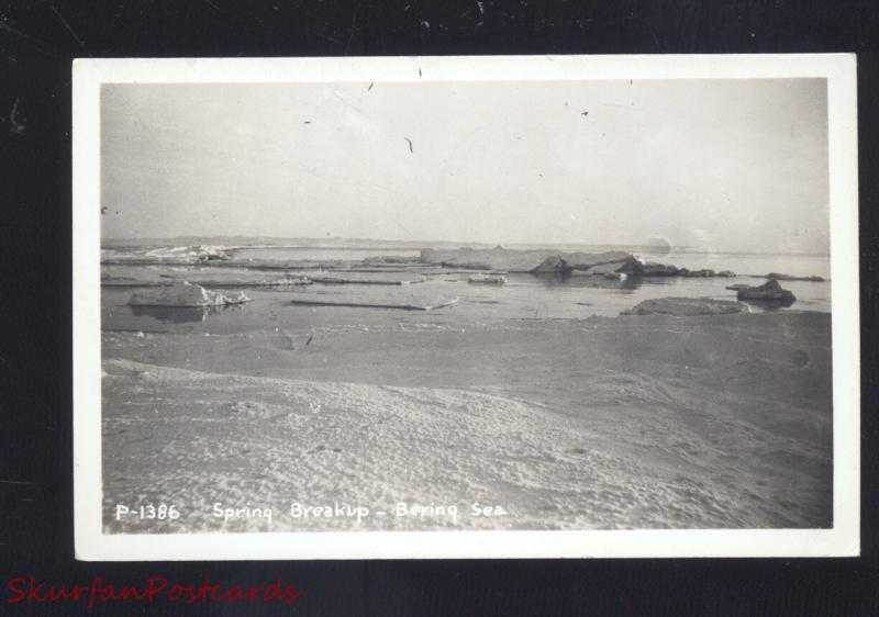 RPPC BERING SEA ALASKA FROZEN OCEAN SPRING ICE BREAKUP REAL PHOTO POSTCARD