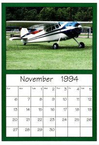 Airplanes 1994 Calendar Card November AirShow '94 Oshkosh Wisconsin Cess...