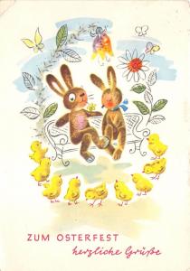 BG20734  rabbit humanized couple chick flower butterfly ostern easter  germany