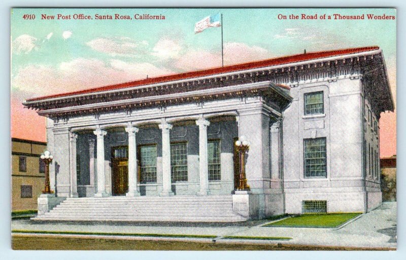 SANTA ROSA, CA California~ New POST OFFICE c1910s Sonoma County Postcard