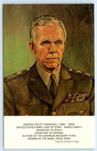 GEORGE CATLETT MARSHALL Nobel Peace Prize Winner SECRETARY of STATE  Postcard