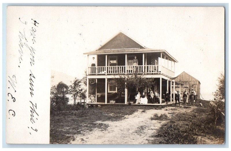 1906 Lake Tioughnioga Inn DeRuyter New York NY RPPC Photo Posted Postcard 