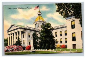 Vintage 1940's Postcard American Flag State Capitol Building Tallahassee Florida