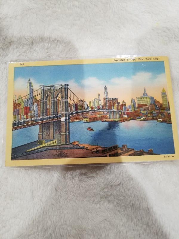 Antique Postcard, Brooklyn Bridge, New York City