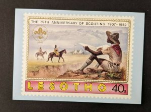 Mint Vintage Boy Scout Scouting Anniversary Postcard Lesotho