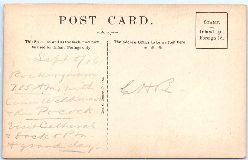 c1906 Peterborough Cathedral Postcard Northeast View Gothic Spires Towers A375