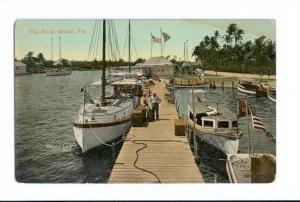 LP89 Miami, Florida, FL, Postcard, The Dock, Sailboats.