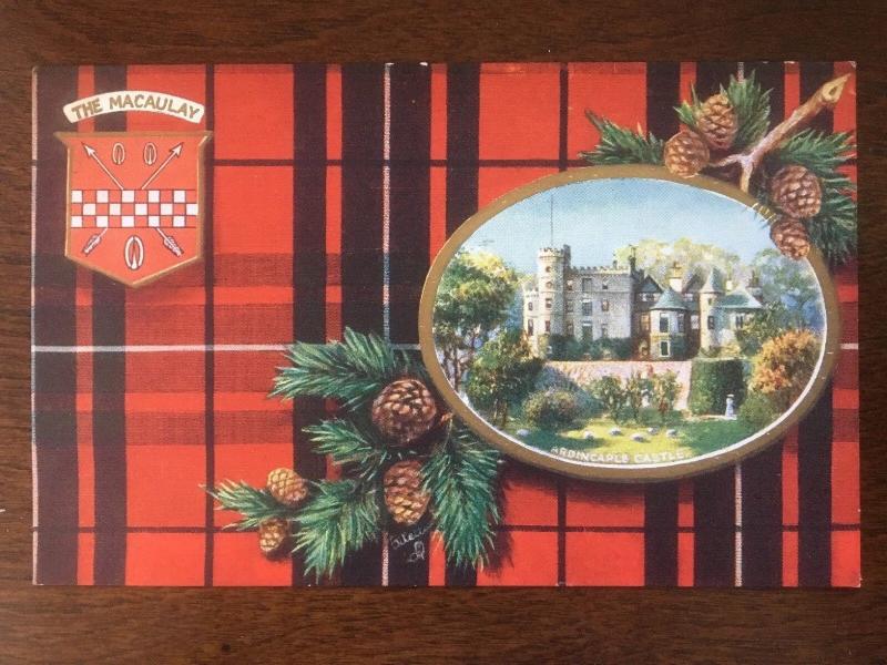 Tuck's Scottish Clans Seris 6, #9481 The Macauly Tartan, Ardincaple Castle D12