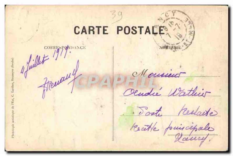 Postcard Old Baume les Messieurs Jura Cascade Caves Entree