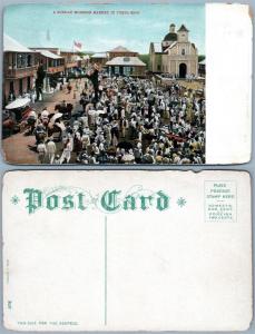 PUERTO RICO SUNDAY MORNING MARKET IN PORTO RICO ANTIQUE POSTCARD