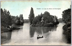 Paris - Le Lac du Bois de Boulogne France Boating on the Lake Islet Postcard