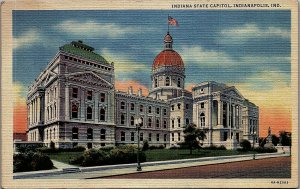 1947 INDIANAPOLIS INDIANA INDIANA STATE CAPITOL LINEN POSTCARD 38-205