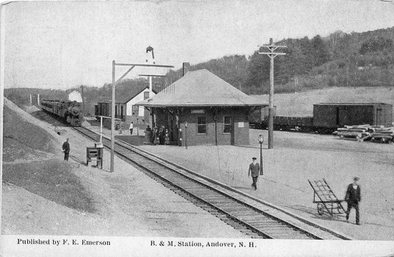 Andover NH B&M Railroad Station Train Depot Postcard