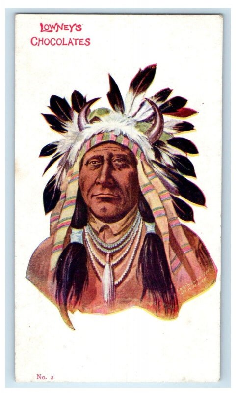 c1905 Lowney's Chocolates Advertising Native American Indian Unposted  Postcard 